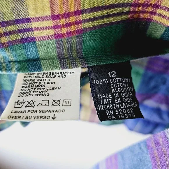 Vtg 90's Lizsport Women's Plaid Lightweight Three Button Pocket Sport Coat Sz 12 - Picture 8 of 8